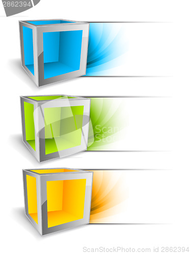 Image of Set of banners with cubes