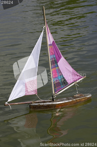 Image of Wooden sailing boats in jardin des tuileries paris france