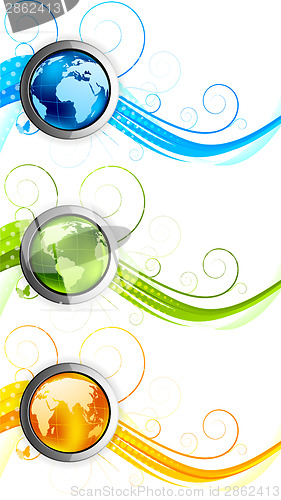 Image of Set of banners with globe