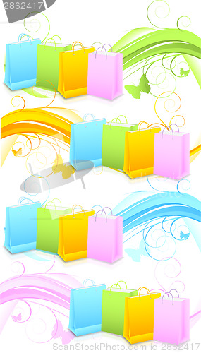 Image of Set of banners with shopping bags