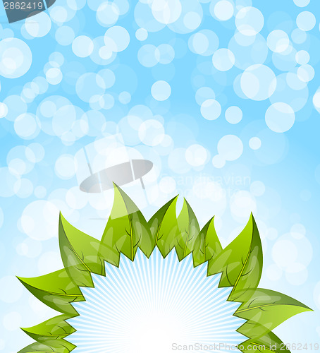 Image of Abstract blue background with leaves