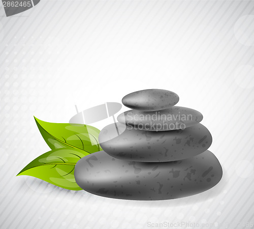 Image of Stone with leaves