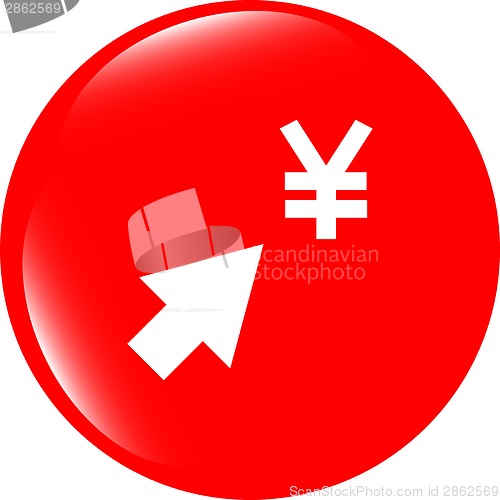 Image of Yen currency symbol and arrow web button icon