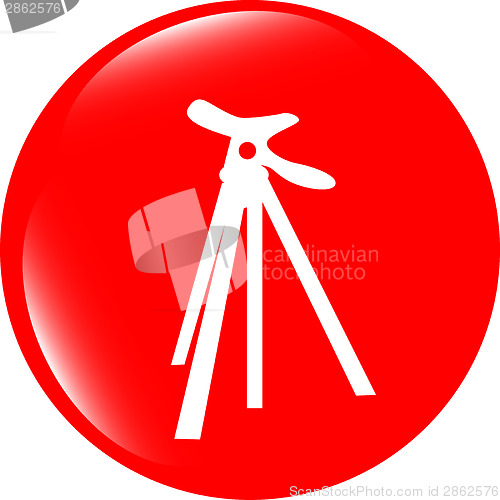 Image of photo tripod web icon, button isolated on white