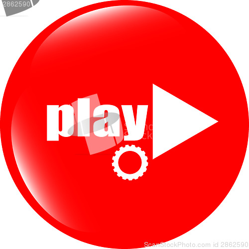 Image of video play button (icon) over white background