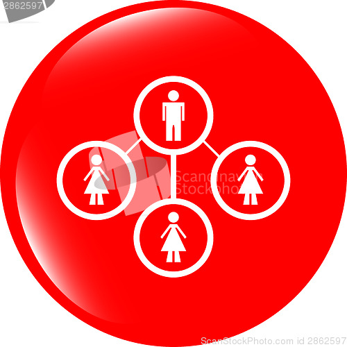 Image of icon button with network of man inside, isolated on white
