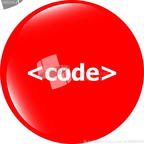 Image of Code sign icon. Programming language symbol. Circles buttons