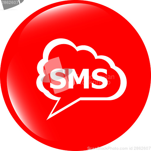 Image of sms glossy web icon isolated on white background