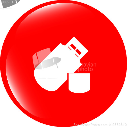 Image of usb flash drive web glossy icon on white background