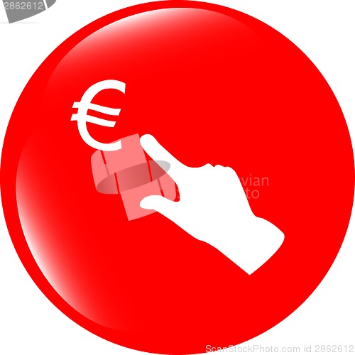 Image of Currency exchange icons, euro money sign and people hand