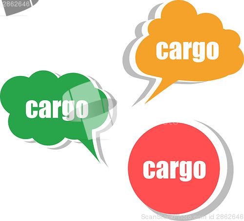 Image of cargo. Set of stickers, labels, tags. Template for infographics