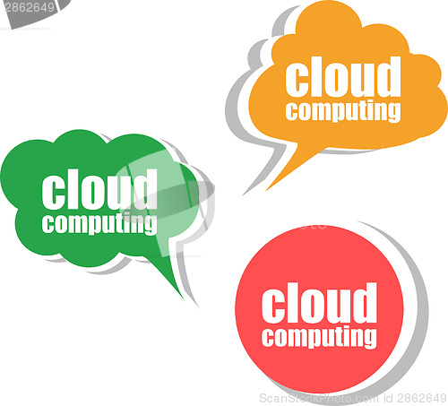 Image of cloud computing. Set of stickers, labels, tags. Template for infographics