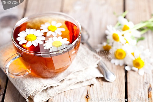 Image of cup of tea with chamomile flowers