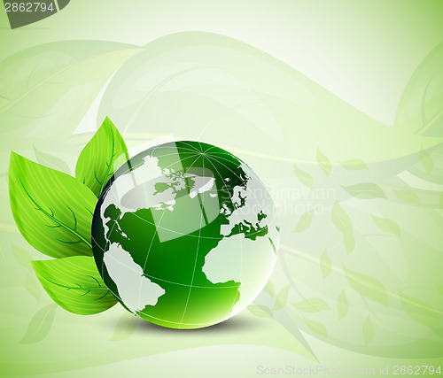 Image of Background with globe and leaves