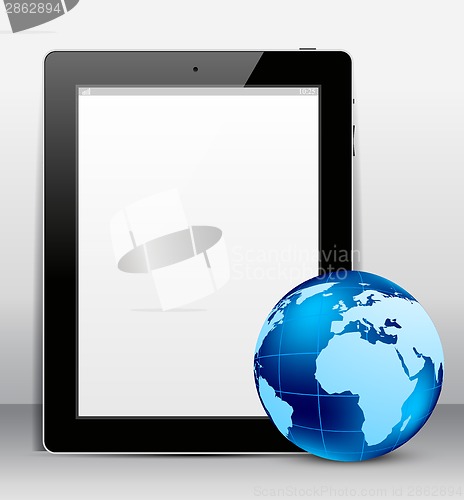 Image of Tablet pc with globe