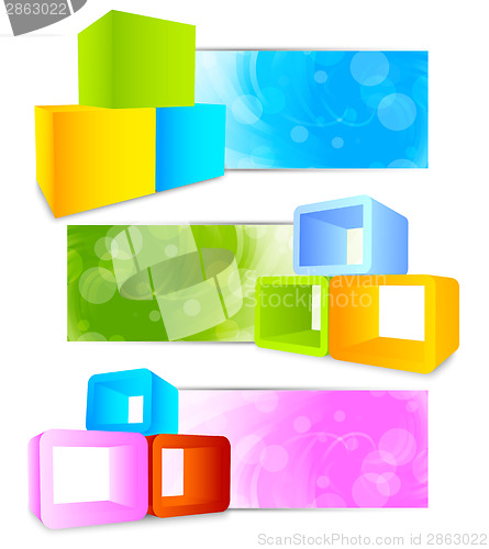 Image of Set of banners with 3d element