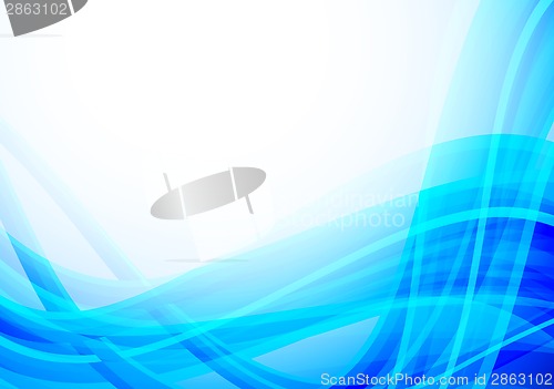 Image of Abstract blue wavy background