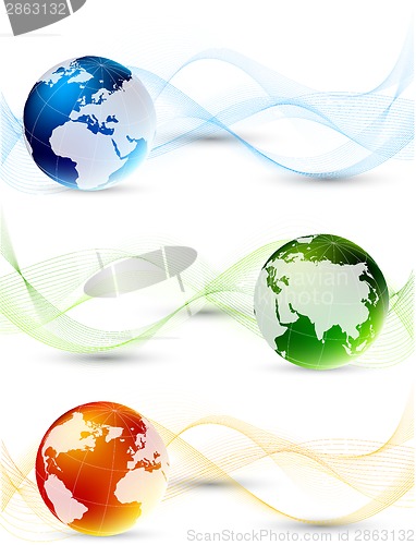 Image of Set of banner with globes