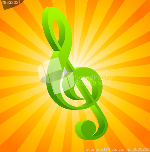 Image of G clef on orange background