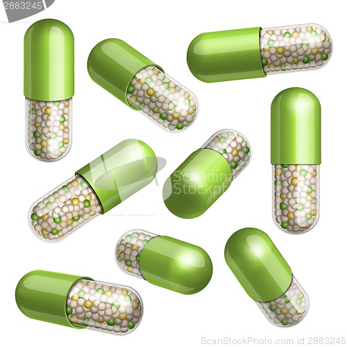 Image of Medical green capsule with granules