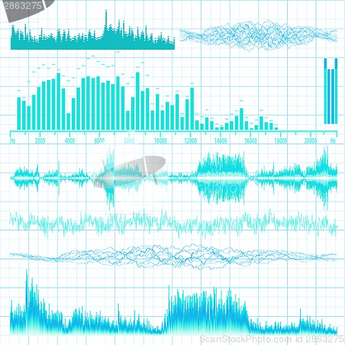 Image of Sound waves set. Music background. EPS 10