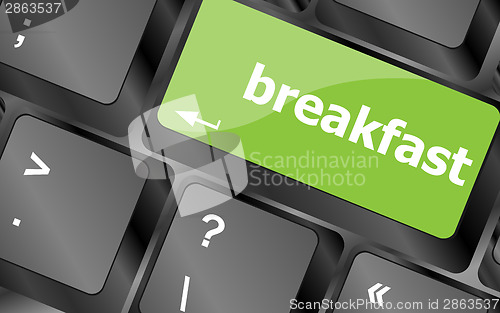 Image of breakfast word on keyboard key