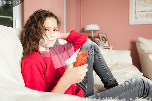 Image of young girl mobile phone