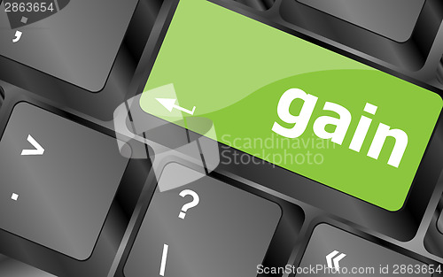 Image of gain word on computer pc keyboard key