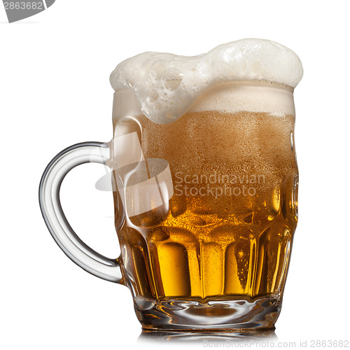 Image of Beer in glass isolated on white