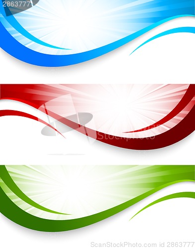 Image of Set of wavy banners