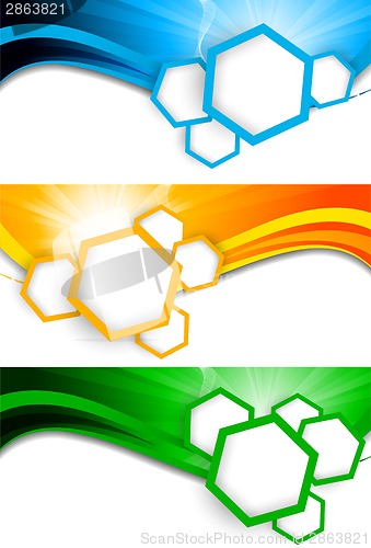 Image of Set of banners with hexagons