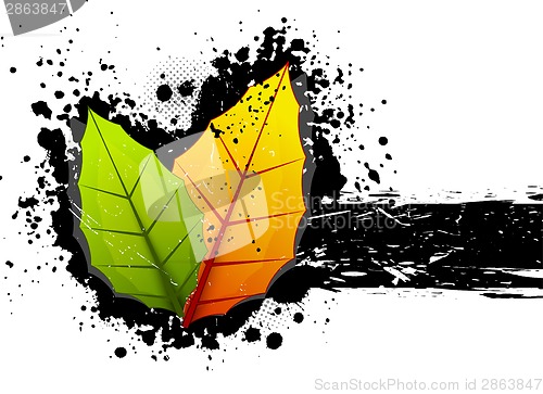 Image of Grunge background with leaves