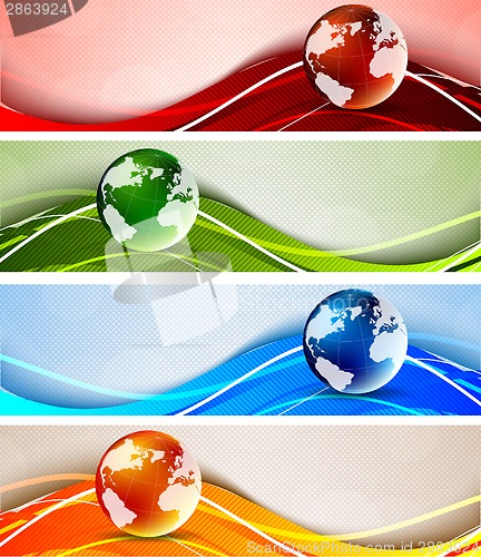 Image of Set of banners with globes