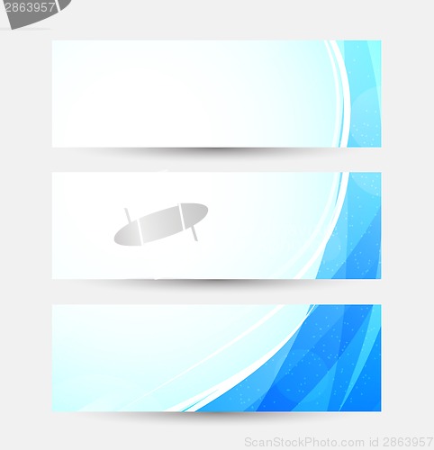 Image of Set of bright blue banners