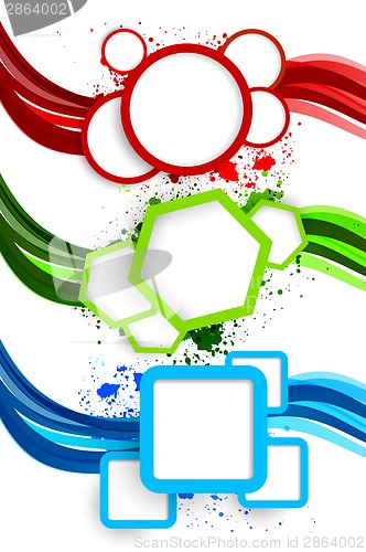 Image of Set of wavy banners with geometric elements