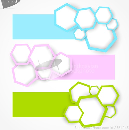 Image of Set of banners with hexagons