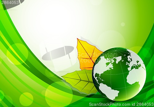 Image of Background with globe and leaves