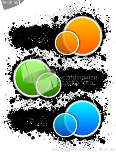 Image of Set of grunge banners with circles