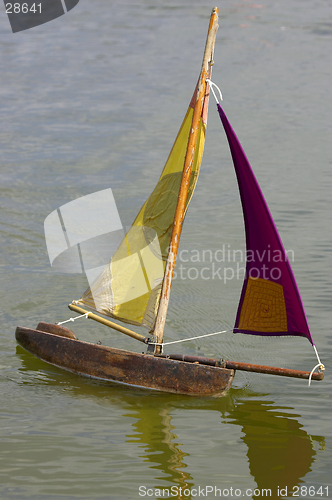 Image of Wooden sailing boats in jardin des tuileries paris france