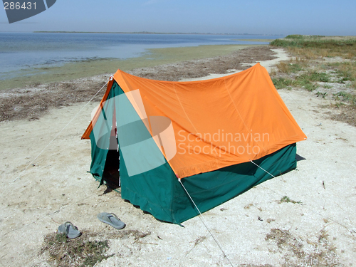 Image of Double tent on a gulf in the afternoon