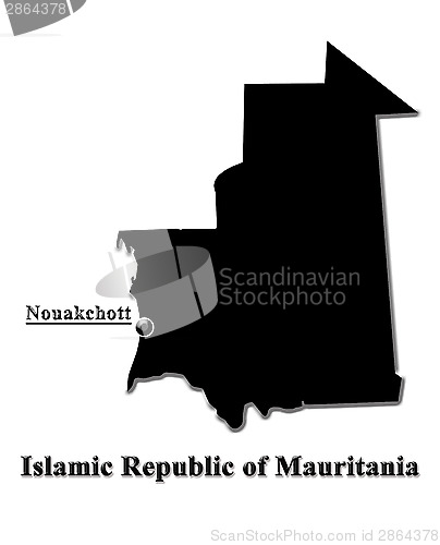 Image of Black map of Islamic Republic of Mauritania