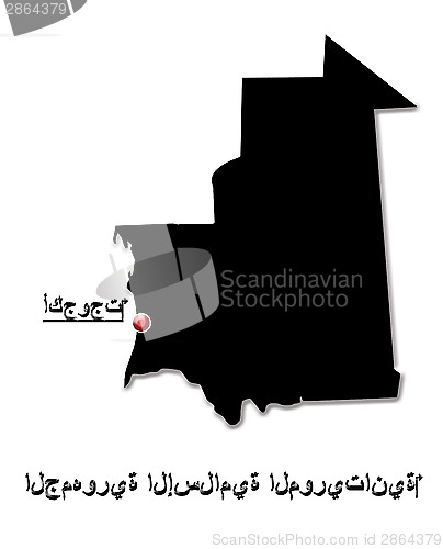 Image of Black map of Islamic Republic of Mauritania