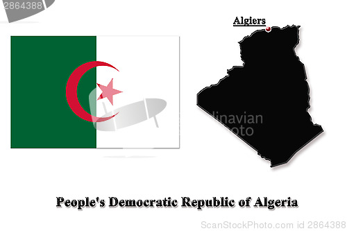 Image of Map of Algeria in English isolated