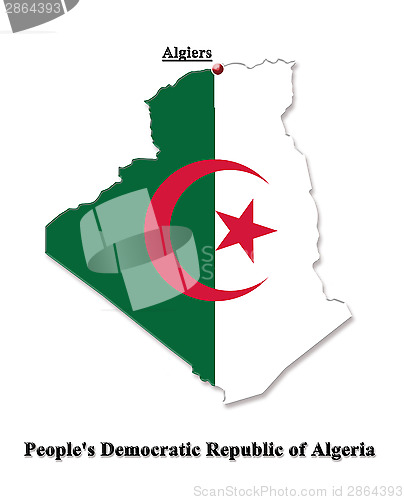Image of Map of Algeria in its colors isolated