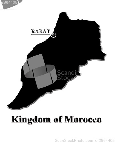 Image of Map of Morocco in English isolated