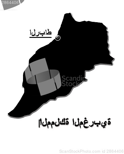 Image of Map of Morocco in Arabic isolated