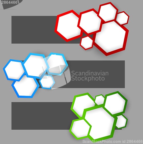 Image of Set of banners with hexagons