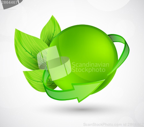 Image of Sphere with arrow and leaves