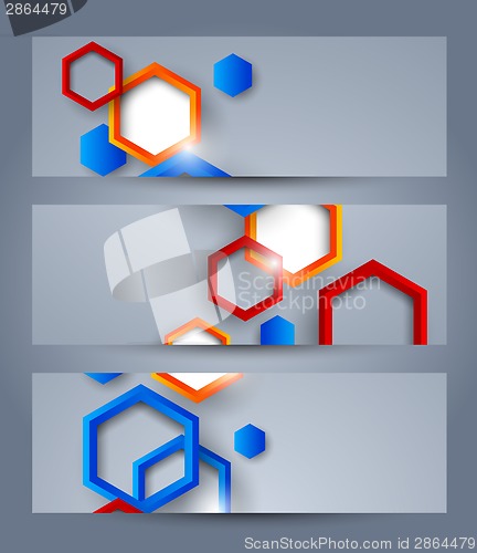 Image of Set of banners with hexagons