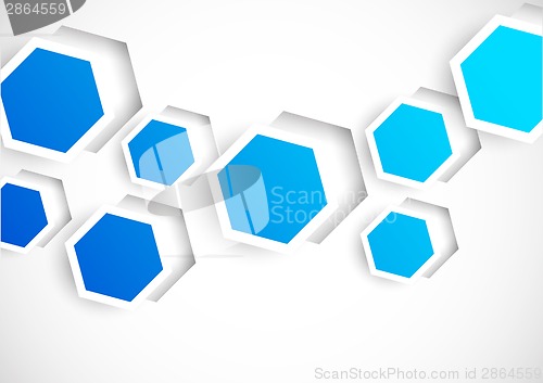 Image of Abstract background with blue hexagons
